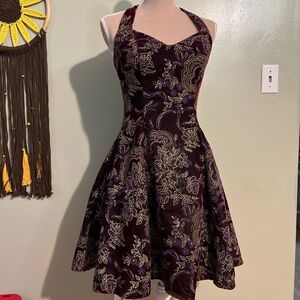 Vintage Y2K Velvet Dark Romantic Whimsy Elegant Floral Halter Dress By Jump S